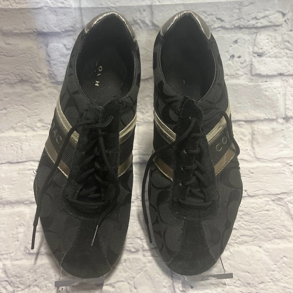 Coach Logo Shoes- Black & Silver - Picture 2 of 4
